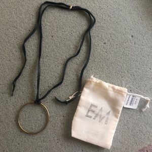 Magnolia black leather necklace